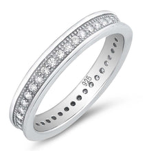 Load image into Gallery viewer, Sterling Silver Classy Eternity Band Ring Set with Small Clear CzsAnd Band Width of 4MM