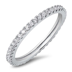 Sterling Silver Stackable Ring Set with Small Czs, Band Width of 2MM