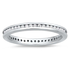 Sterling Silver Eternity Band Ring Set with Clear Czs, Band Width of 3MM