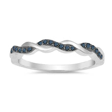 Load image into Gallery viewer, Sterling Silver Infinity Shaped Clear CZ Ring With Black StonesAnd Face Height 3mm