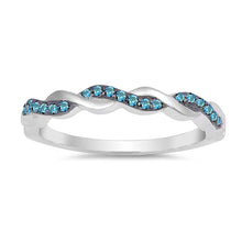 Load image into Gallery viewer, Sterling Silver Infinity Shaped Blue Topaz CZ RingAnd Face Height 3mm