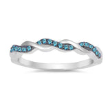 Sterling Silver Infinity Shaped Blue Topaz CZ RingAnd Face Height 3mm