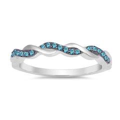 Sterling Silver Infinity Shaped Blue Topaz CZ RingAnd Face Height 3mm