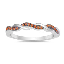 Load image into Gallery viewer, Sterling Silver Infinity Shaped Garnet And Clear CZ RingAnd Face Height 3mm