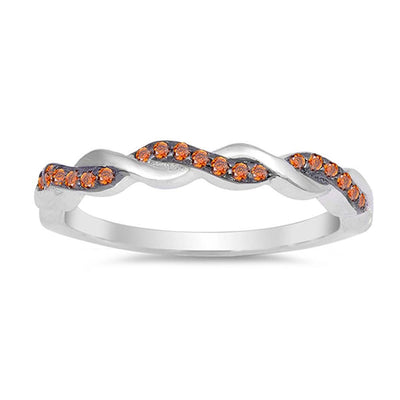 Sterling Silver Infinity Shaped Garnet And Clear CZ RingAnd Face Height 3mm