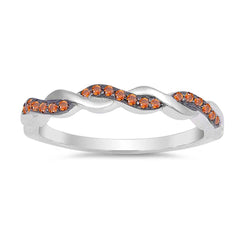 Sterling Silver Infinity Shaped Garnet And Clear CZ RingAnd Face Height 3mm