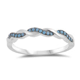 Sterling Silver With Nano Imitation Turquoise Cubic Zirconia Stone RingAnd Face Height 3mm