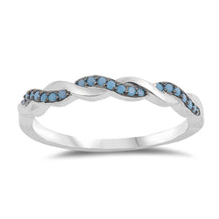 Sterling Silver With Nano Imitation Turquoise Cubic Zirconia Stone RingAnd Face Height 3mm