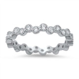 Sterling Silver Stylish Stackable Band Ring Set with Round Cut Clear CzsAnd Band Width of 2MM
