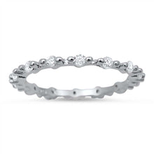 Load image into Gallery viewer, Sterling Silver Classy Stackable Band Ring Set with Clear CzsAnd Band Width of 2MM