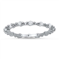 Sterling Silver Classy Stackable Band Ring Set with Clear CzsAnd Band Width of 2MM