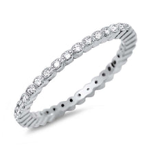 Load image into Gallery viewer, Sterling Silver Classy Stackable Band Ring Set with Round Cut Clear CzsAnd Band Width of 2MM
