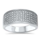 Sterling Silver Thick Spinner Wedding Band Shaped Clear CZ RingAnd Face Height 9mm