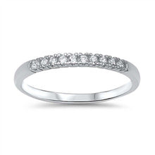 Load image into Gallery viewer, Sterling Silver Band Ring Set with Round Cut Clear Czs, Band Width of 2MM