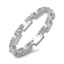 Load image into Gallery viewer, Sterlin gSilver Fancy Design Band Ring Embedded with Clear Cz StonesAnd Band Width of 2MM