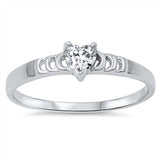 Sterling Silver Heart Cubic Zirconia Ring