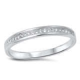 Sterling Silver Classy Eternity Band Ring Set with Small Round Clear Czs on Channel SettingAnd Band Width of 3MM