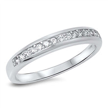 Load image into Gallery viewer, Sterling Silver Classy Half Round Cut Clear Czs on Channel Setting Ring with Face Height of 3MM