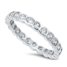 Load image into Gallery viewer, Sterling Silver Fancy Round Cut Clear Czs Bubble Design Stackable Band Ring with Band Width of 3MM