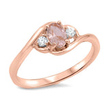 Sterling Silver Infinity Flower Shaped Clear CZ Ring With Pink Morganite StoneAnd Face Height 8mm
