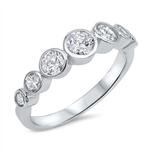 Load image into Gallery viewer, Sterling Silver Fancy Multi Round Cut Clear Cz Stones on Bezel Setting RingAnd Face Heigth of 5MM