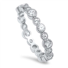 Load image into Gallery viewer, Sterling Silver Clear Cz Circlr Ring with Ring Band Width of 4MM