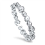 Sterling Silver Clear Cz Circlr Ring with Ring Band Width of 4MM