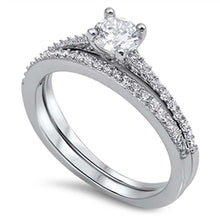 Load image into Gallery viewer, Sterling Silver 5MM Cz Pave 2 Set Engagement Rings, Band Width of 4MM