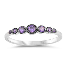 Load image into Gallery viewer, Sterling Silver Round Shaped Amethyst CZ Rings, Face Height 4mm
