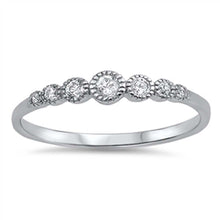 Load image into Gallery viewer, Sterling Silver Rounds Shaped Clear CZ Ring, Face Height 4mm