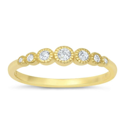 Sterling Silver Yellow Gold Plated Clear CZ Ring - silverdepot