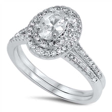 Load image into Gallery viewer, Sterling Silver Round Shaped Cubic Zirconia Wedding RingAnd Width Of Two Rings 3mm