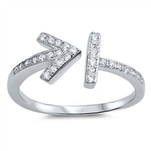 Load image into Gallery viewer, Sterling Silver Fancy Micro Pave Arrow Open Ring with Face Height of 8MM