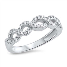 Load image into Gallery viewer, Sterling Silver Fancy Pave Infinity Band Ring with Face Height of 5MM