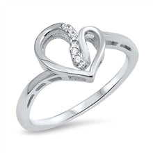 Load image into Gallery viewer, Sterling Silver Fancy Open Heart Ring with Clear Cz AccentAnd Face Height of 10MM