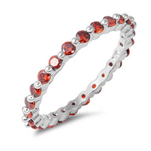 Load image into Gallery viewer, Sterling Silver Garnet CZ Stackable Ring with Ring Face Height of 2MM