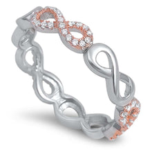 Load image into Gallery viewer, Sterling Silver Infinity Shaped Clear CZ RingAnd Face Height 4mm