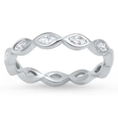 Sterling Silver Oval Shaped Clear CZ RingAnd Face Height 3mm