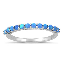 Load image into Gallery viewer, Sterling Silver Rhodium Plated Blue Lab Opal Ring-2mm