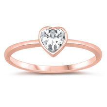Load image into Gallery viewer, Sterling Silver Rose Gold Plated Cz Heart Ring and Face Height 6 mm