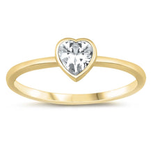 Load image into Gallery viewer, Sterling Silver Yellow Gold Plated Cz Heart Ring and Face Height 6 mm