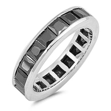 Load image into Gallery viewer, Sterling Silver Wedding Band Shaped Black CZ RingAnd Face Height 5mm