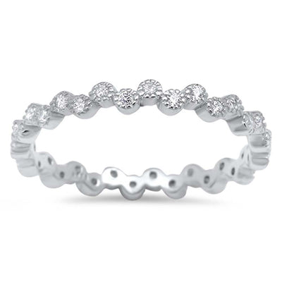 Sterling Silver Ring with Clear CZAnd Face Height of  3 mm