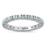 Sterling silver Eternity Ring with White Lab Opal CZ, Face Height of 3 MM