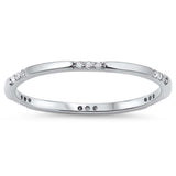 Sterling Silver Trendy Ring  with Alternating  Clear CZ StonesAnd Face Height of 2MM