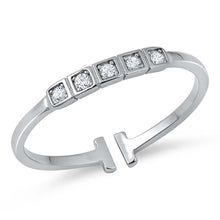 Load image into Gallery viewer, Sterling Silver Adjustable Ring With five Center CZ\'sAnd Face Height of 3MM