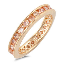 Load image into Gallery viewer, Sterling Silver Rose Gold Plated Wedding Band Shaped Clear CZ RingAnd Face Height 4mm