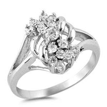 Load image into Gallery viewer, Sterling Silver Flower Shaped Clear CZ RingsAnd Face Height 13mm