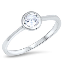 Load image into Gallery viewer, Sterling Silver Plain Engagement Ring with Round Clear CZ CenterAnd Face Height of 6 MM