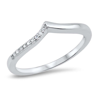 Sterling Silver Wave Shaped Clear CZ RingAnd Face Height 4mm